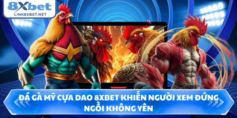 Đá Gà Mỹ Cựa Dao 8XBET Khiến Người Xem Đứng Ngồi Không Yên